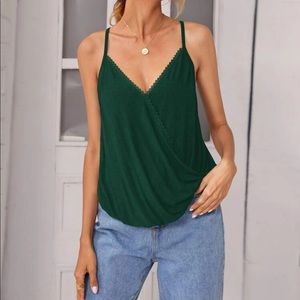 Boho lace insert wrap cami top